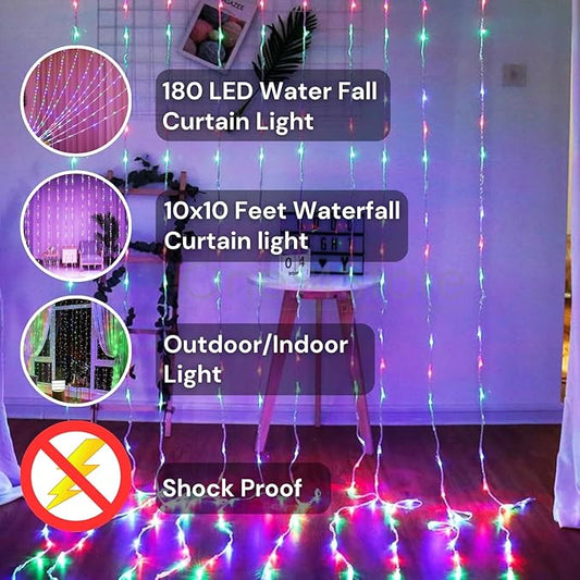 Tyohari Multicolor LED Jharna Light - Decorative Lighting for Diwali, Festivals, Parties, Home, Office, Outdoor Events - 10ft x 10ft Coverage, Adjustable Speed, Waterproof, Easy Install